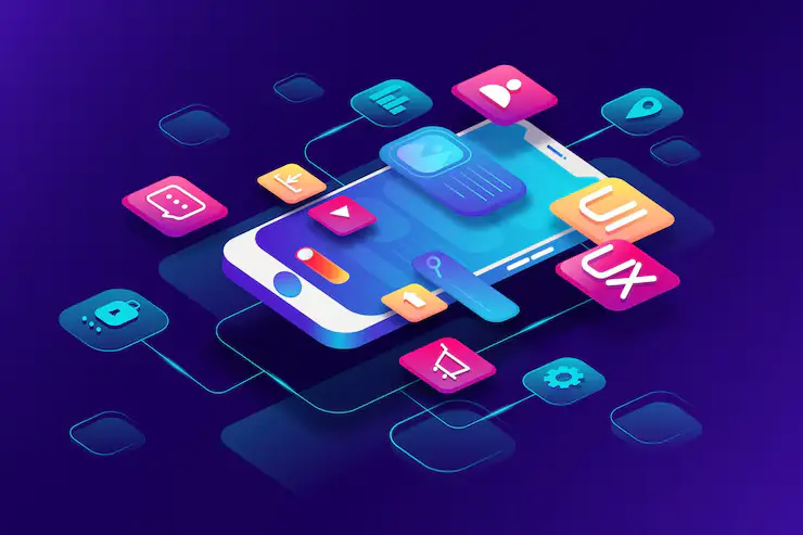 Modern mobile application development with interactive user interface and cross-platform solutions