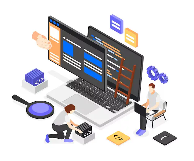 Custom software development process with programming, application design and system architecture